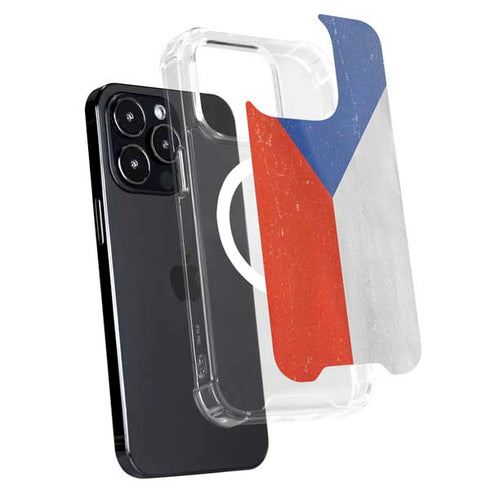 Czech Republic Flag Distressed iPhone 16 Pro Max MagSafe Case